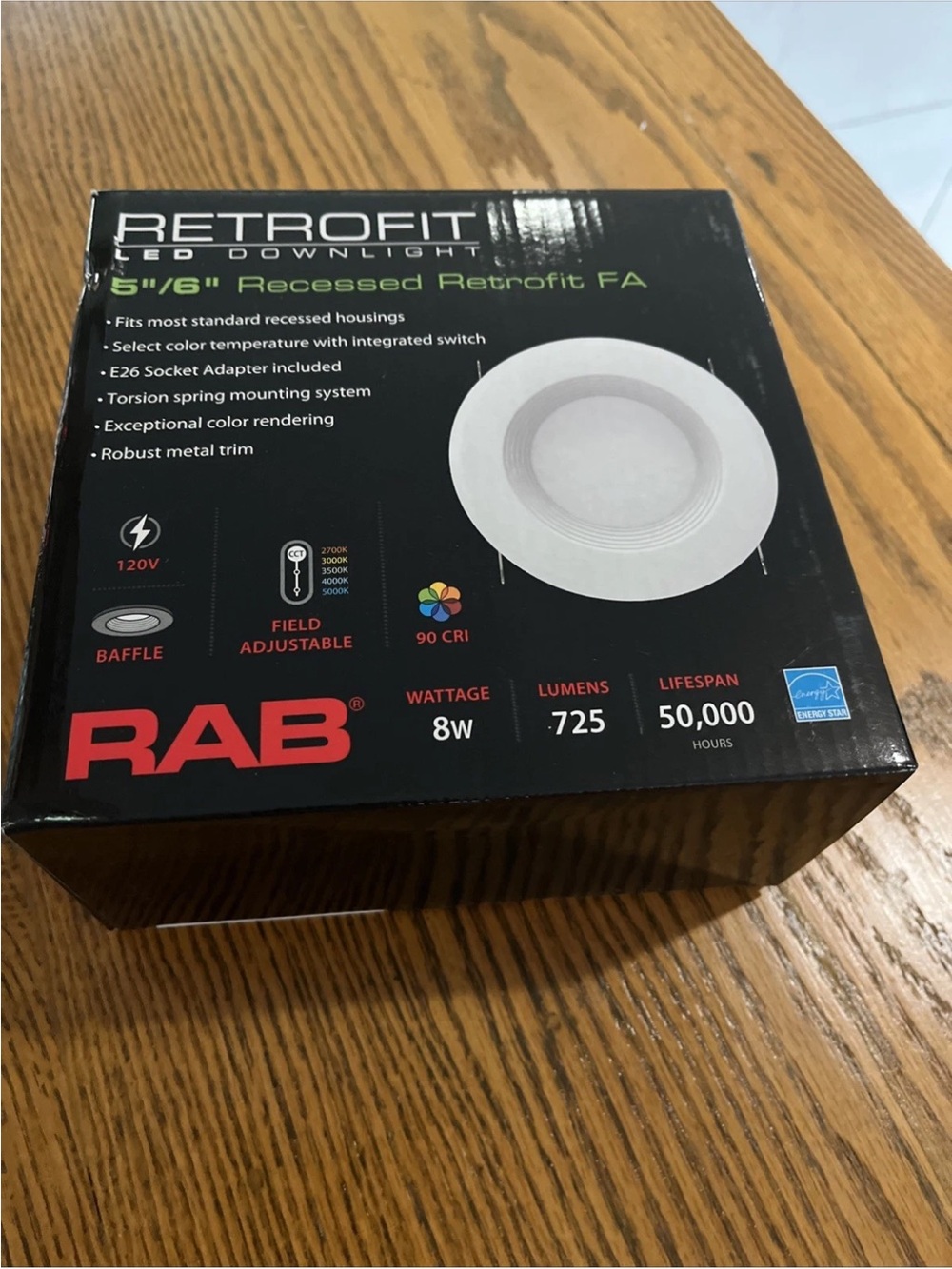 RAB White 5"/6" LED Retrofit Downlight - 8W, 725 Lumens